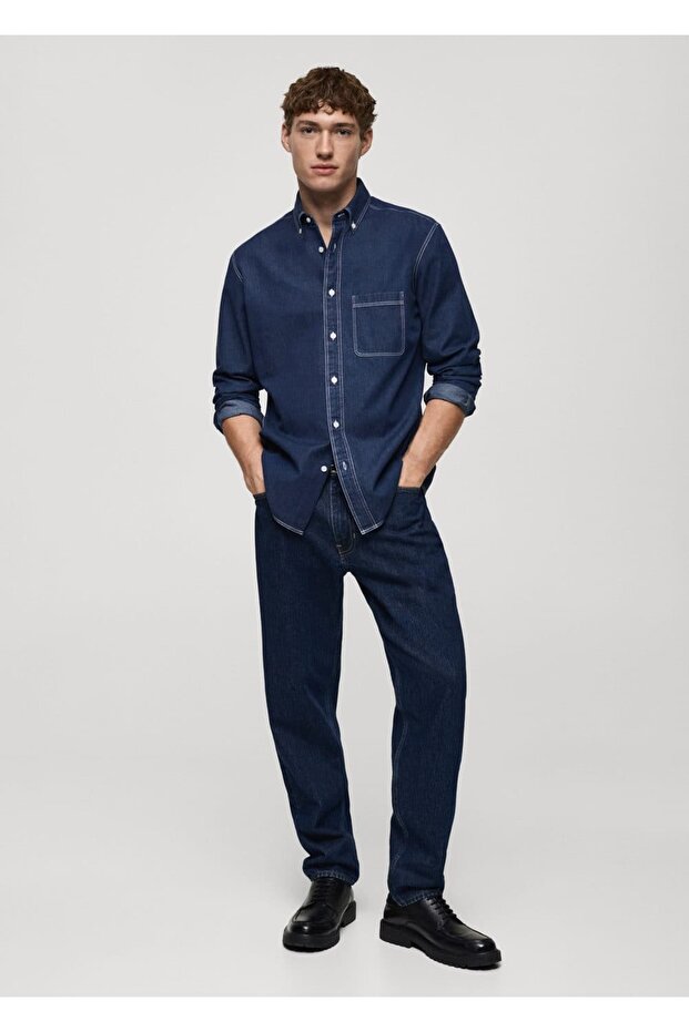 Normal kesim denim gömlek - 2