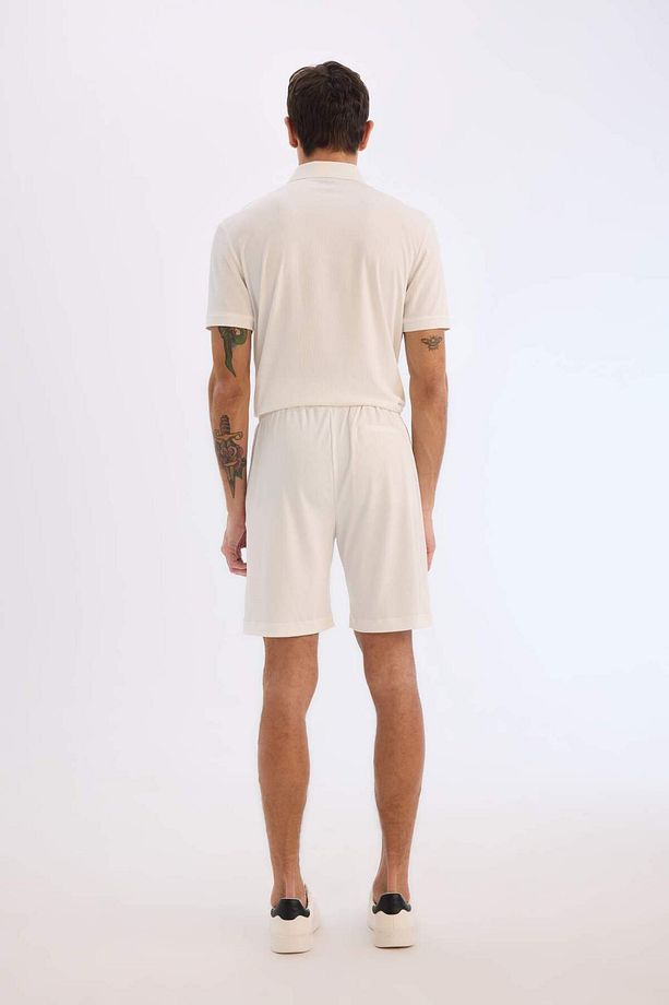 Regular Fit Beli Bağcıklı Krinkıl Bermuda Şort E0980AX25SM - 7