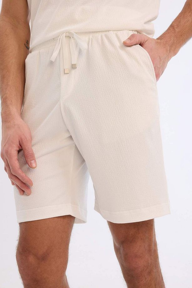 Regular Fit Beli Bağcıklı Krinkıl Bermuda Şort E0980AX25SM - 6