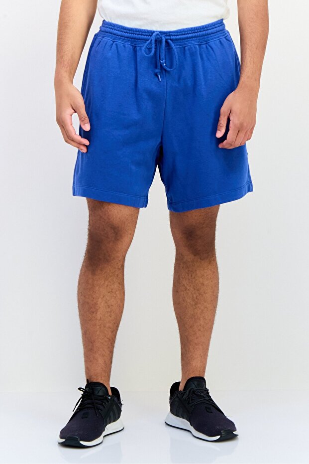 Men Solid Basic Shorts, Blue - 1