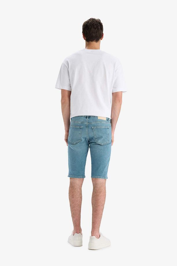 Slim Fit Dar Kesim Jean Bermuda Şort F4220AX25SM - 6