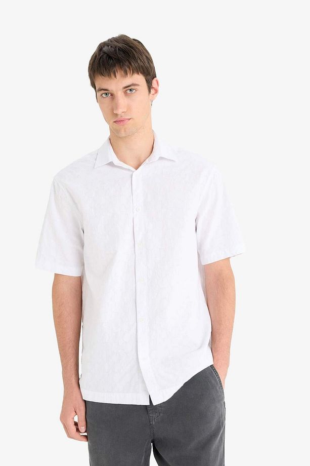 %100 Pamuk Regular Fit Jakarlı Kısa Kollu Gömlek E0476AX25SM - 3