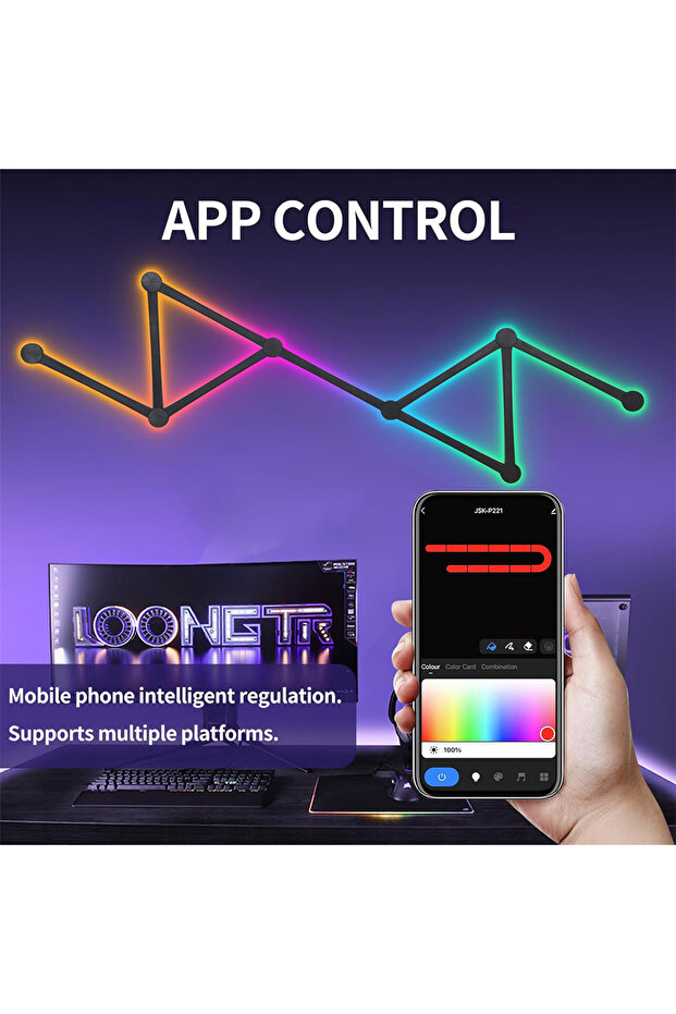 RGB LED Geometric Splicing Light Strip Set, Supports Bluetooth and App Connection - 4