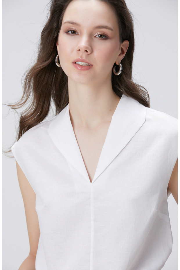 Beyaz Keten Bluz - 2