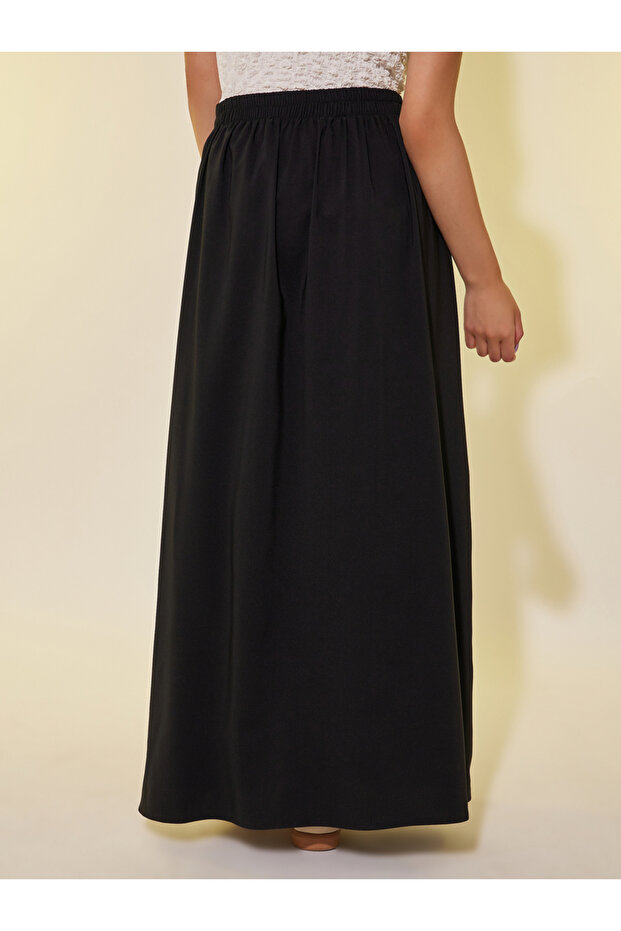 Solid Mid Rise A-Line Maxi Skirts - 4