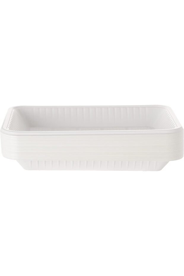 Medium Rectangular Plastic Serving Tray for Single Use - 1