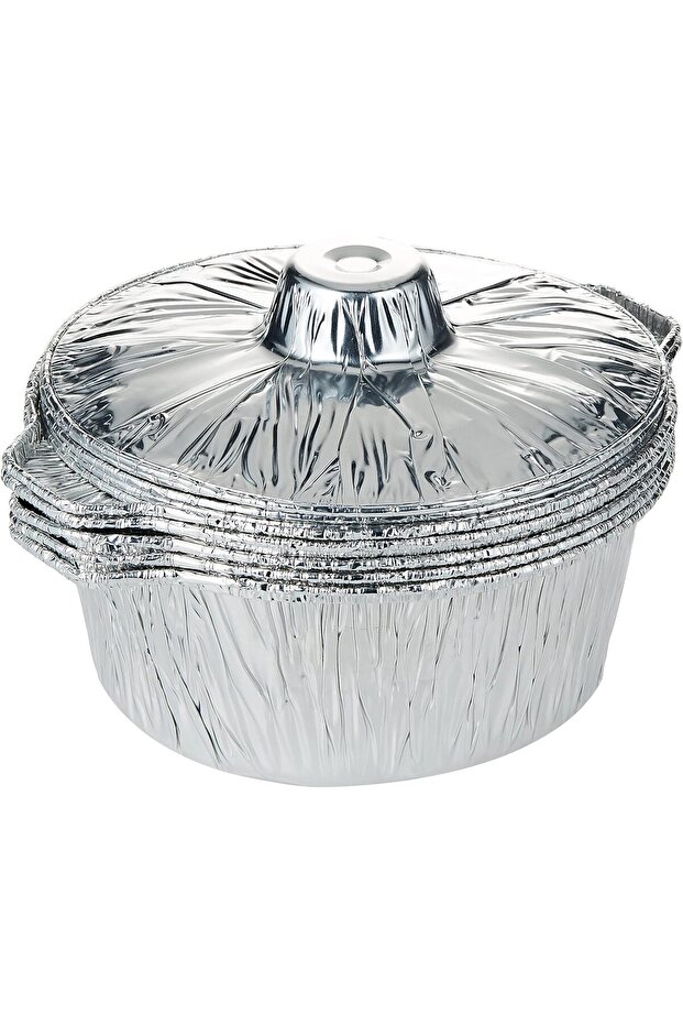 Hotpack Disposable Food Storage, take away Aluminium Food Pot container with Hood Silver