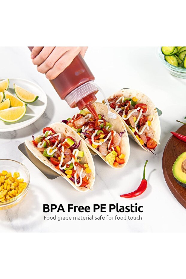 Set of 6 800ml Squeeze Bottles with Screw Caps and Measurement Marks - Leak-proof Reusable Dispenser - 2