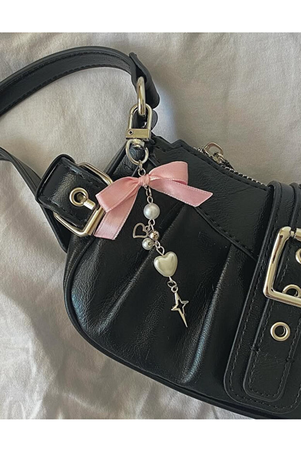 Pink Bowknot Pole Star Fairycore Coquette Bag Charm Bag Ornament Keychain