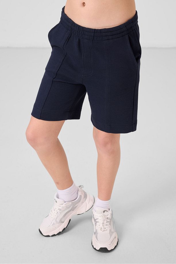 Lacivert Pamuklu Yumuşak Dokulu Standart Fit Basic Erkek Çocuk Şort - 11289 - 4