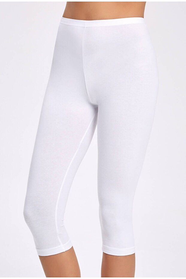 Lycra Capri Women's White Leggings 3 Pieces Wide Leg