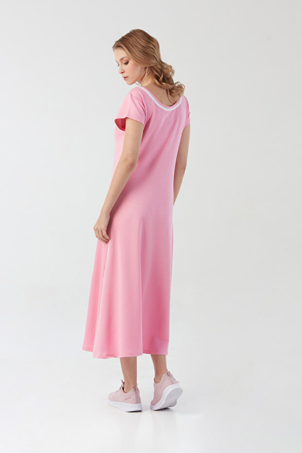 Basic Oversize Yırtmaçlı Penye Elbise - 3