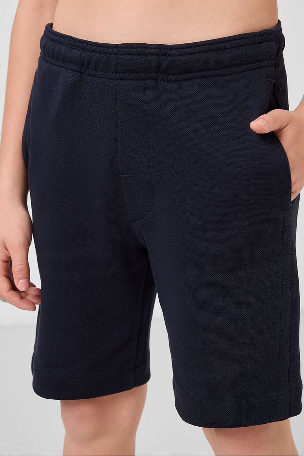Lacivert Pamuklu Yumuşak Dokulu Standart Fit Basic Erkek Çocuk Şort - 11293 - 5