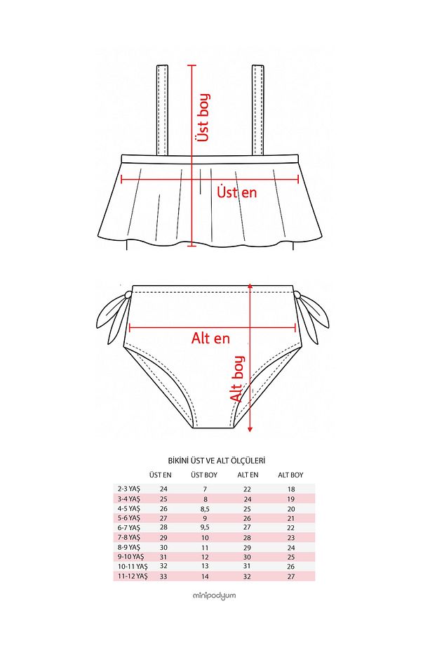 Kız Çocuk Karpuz Desenli Bikini Takımı - 3