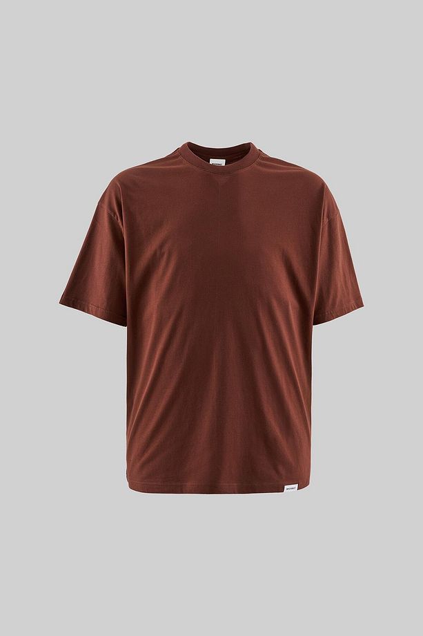 Erkek Basic Super Pamuklu Oversize Çikolata Tişört - 6