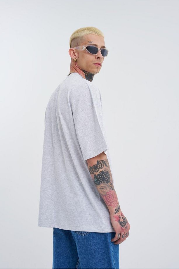 Erkek Basic Super Pamuklu Oversize Karmelanj Tişört - 2