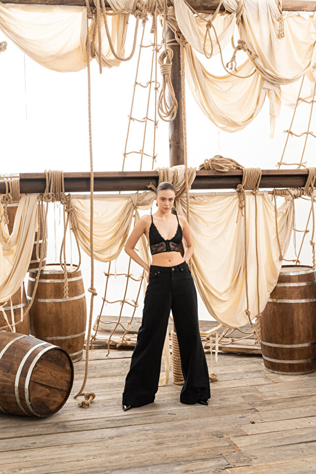 Siyah Dantel Bralette - 6