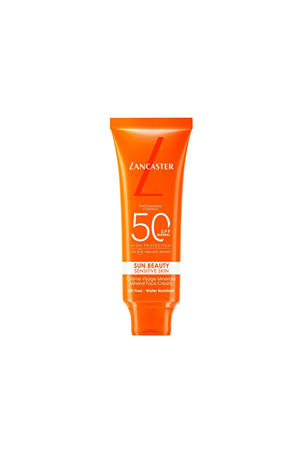 كريم الوجه المعدني الحساس من صن بيوتي بمعامل حماية من الشمس SPF50، 50 مل