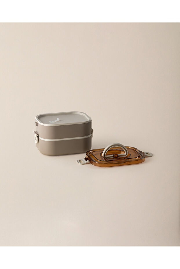 Rily 2 Katlı Saklama Kabı - Bej - 8