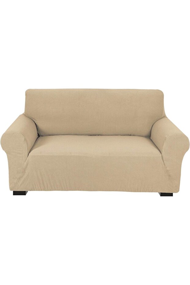 High Stretch 2 Seater Sofa Cover 140-175cm Size Cream