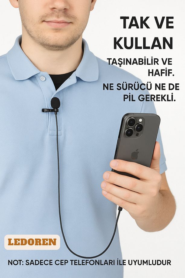 Cep Telefonu Mini Klipsli Mikrofon Type-c Uyumlu Kablo Uçlu Yaka Mikrofonu Samsung Ios Huawei Lg - 4