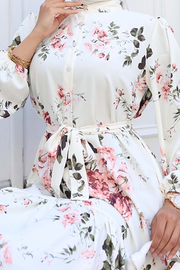 Rochie Hijab cu model Ecru 517 - 3