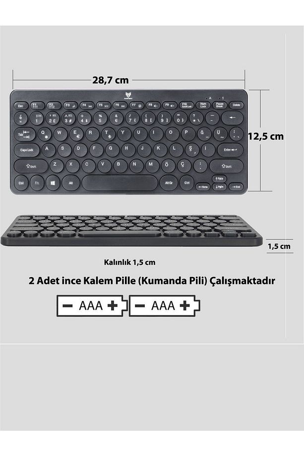 Bt-k95 Bluetooth V5.0 Wireless Kablosuz Klavye Siyah Android, Ios, Mac, Windows, Tv Uyumlu - 8