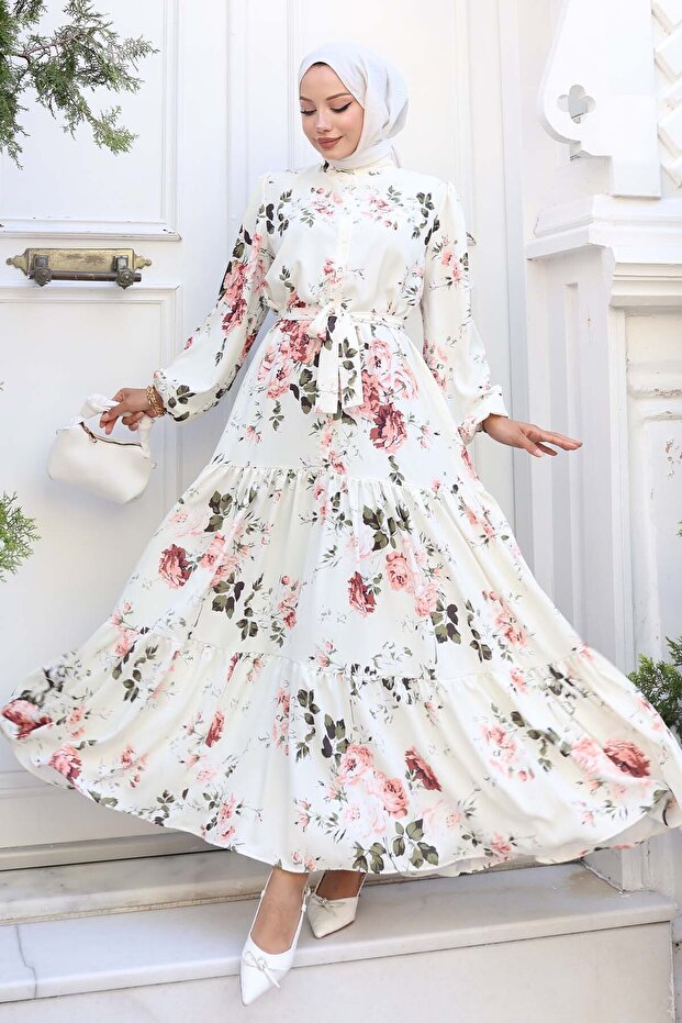 Rochie Hijab cu model Ecru 517 - 4