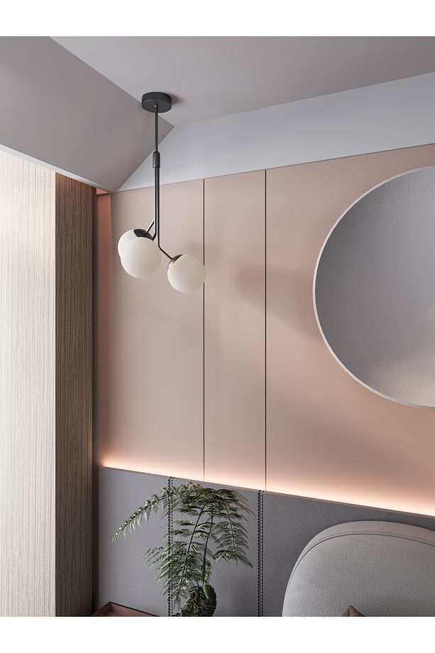 Luno 3 – Modern Üçlü Cam Küre Sarkıt Avize | 60 cm | Minimal Tavan Aydınlatması - 1