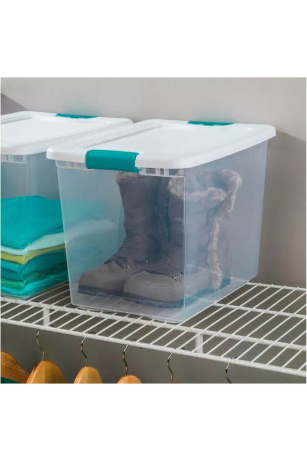 Latch Closure Rectangular Plastic Storage Box 25 Quart - 4