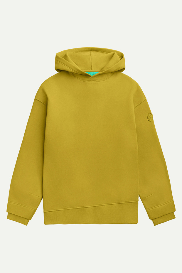 Erkek Basic Relax / Oversize Hoodie Sweatshirt - Houd - Moss - 1