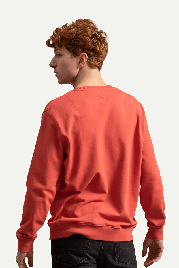 Erkek Basic Regular Sweatshirt - Ruga - Coral - 4