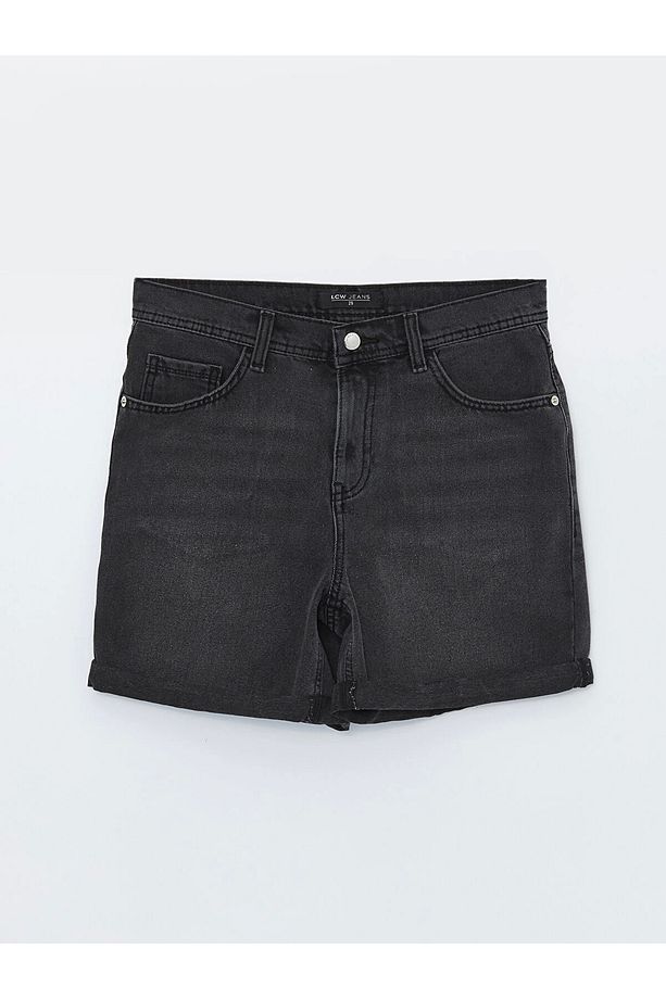 LCW Jeans Siyah Bermuda Fit Kadın Jean Şort - 5