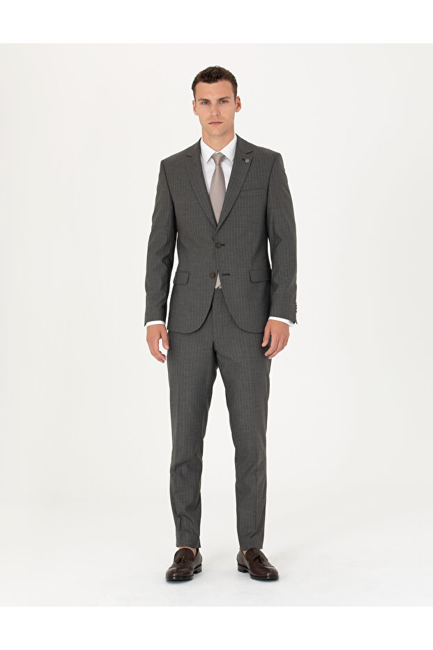 Brown Striped Ex.Slim Fit Suit 50272707-Vr029