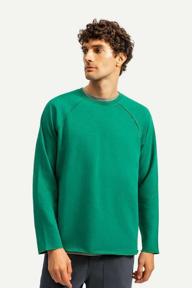 Unisex Basic Çift Taraflı Sweatshirt - Lyuga - Forest Shade - 3