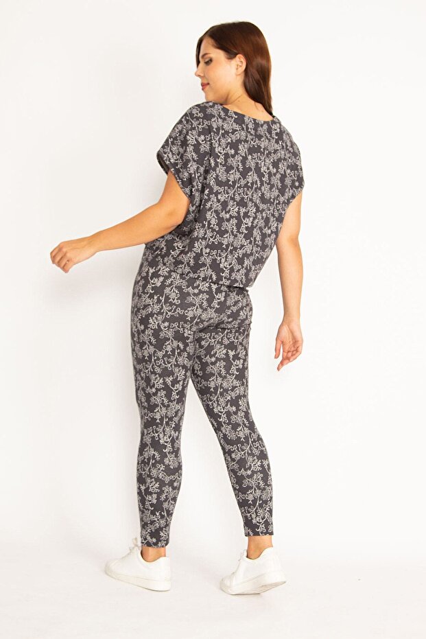 Női nagy méretű füstölt biopamut blúz nadrág szett 65n34803 - 3