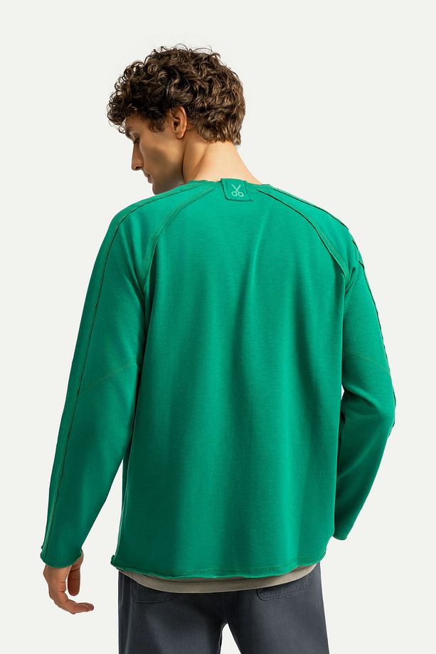 Unisex Basic Çift Taraflı Sweatshirt - Lyuga - Forest Shade - 4