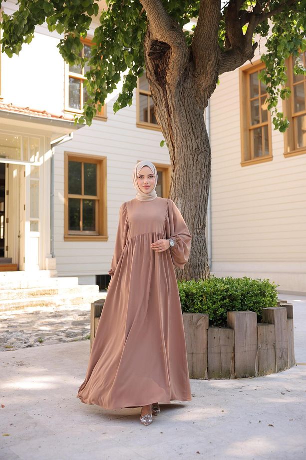 Vizon Balon Kollu Oversize Elbise Nsr 5096 - 1