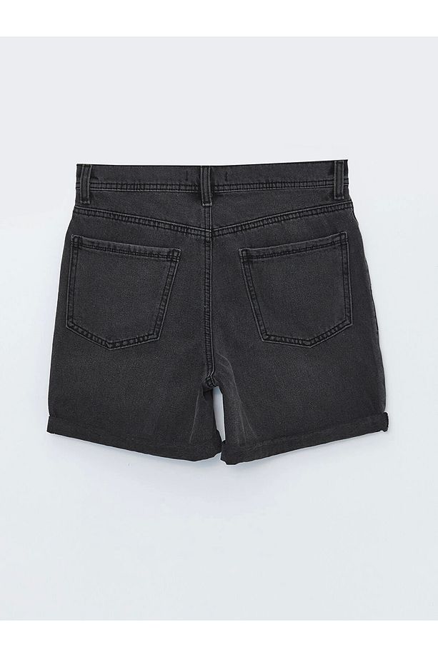 LCW Jeans Siyah Bermuda Fit Kadın Jean Şort - 6
