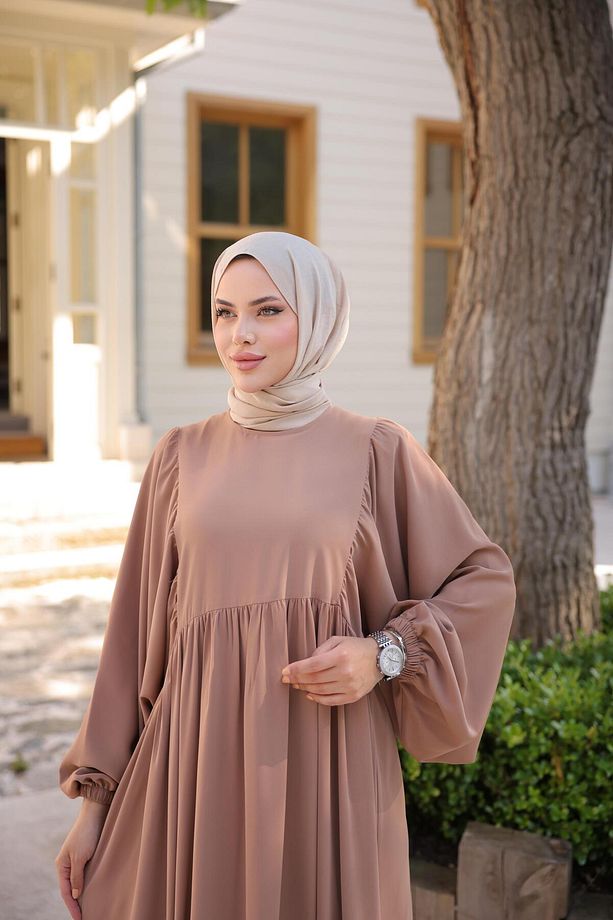 Vizon Balon Kollu Oversize Elbise Nsr 5096 - 4