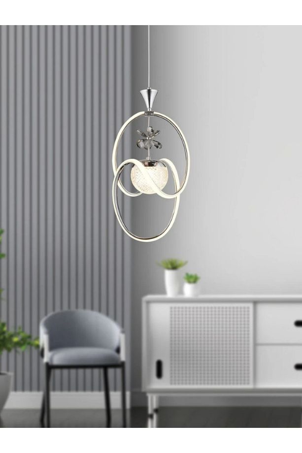 Badem Modern Sarkıt Led Avize 3 Renk Toplu Kelebek Taşlı Krom Kaplamalı - 3
