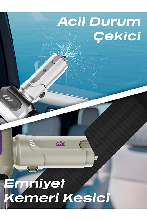 AHV-14 2'si 1 Arada Kablosuz Araç İçi Süpürge Gümüş | 18000PA Güçlü Vakum + Üfleme | Cam Kırıcı - 7