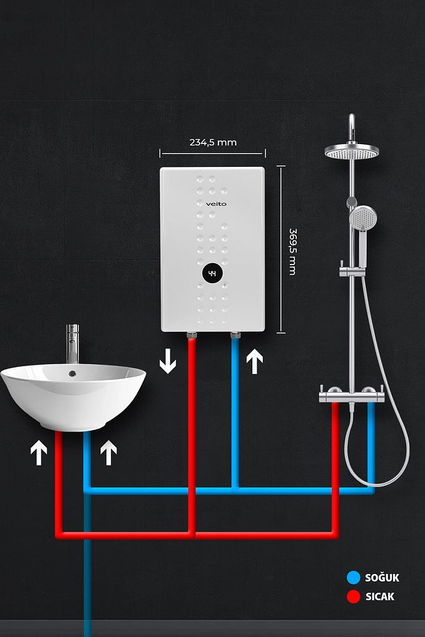 flow e9 9000 watt Merkezi Sistem Güneş Su Isıtma Sistemıne Uyumlu Şofben - 3