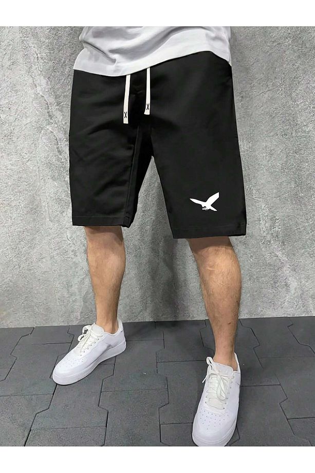 Erkek Regular Fit Küş Baskılı Cep Şort - 1