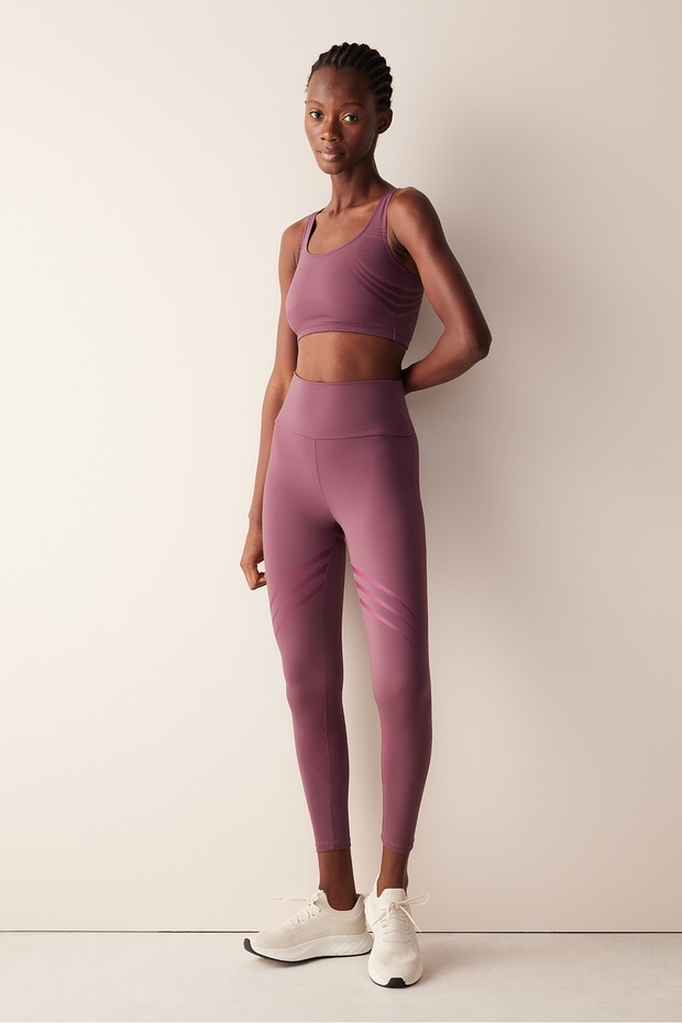 Bordo Yüksek Bel LYCRA FitSense™ Tayt - 4