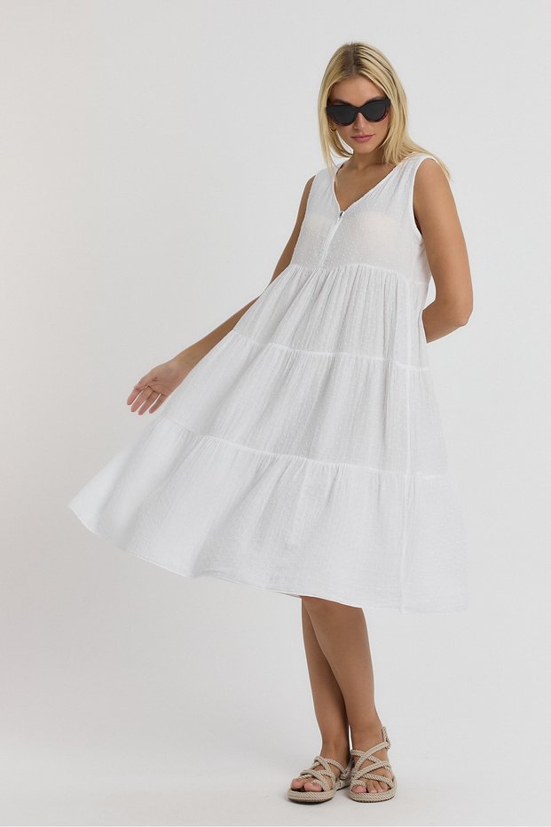 Women's Dress - Muslin Avlonya Pompom Dress - 3015