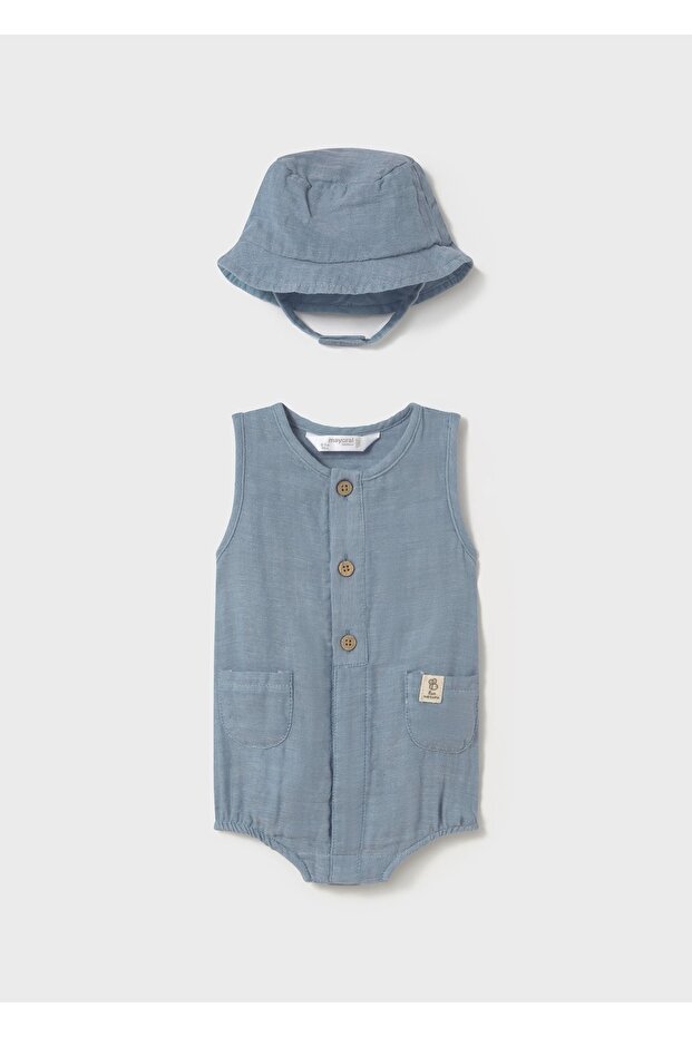 Baby Boy Hat Jumpsuit Suit Blue 1603