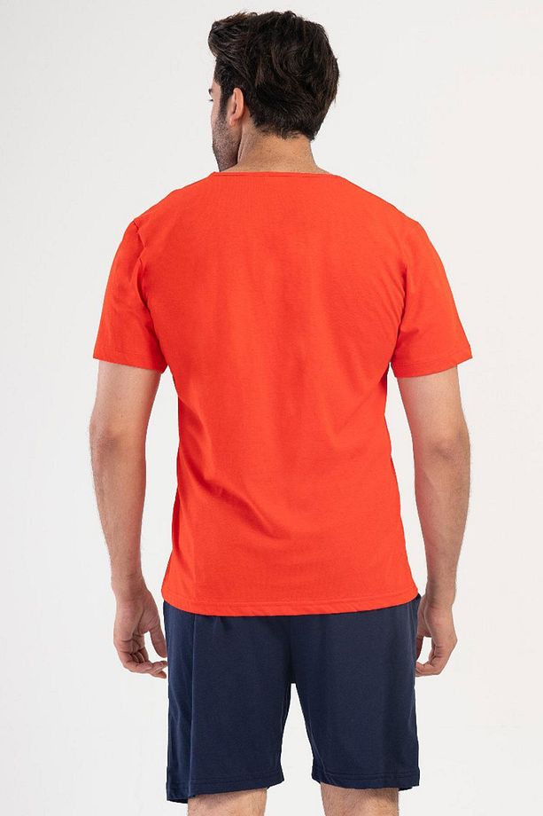 Erkek Kısa Kol Kırmızı Şortlu Pijama Takım C4T3N1O504 - 4