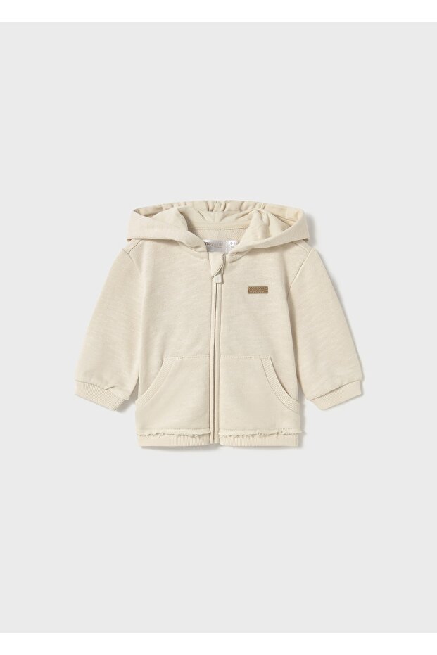 Baby Hooded Zippered Sweatshirt Beige 1455