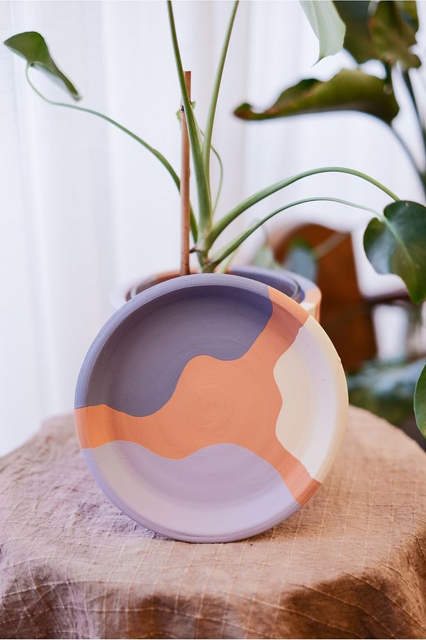 Terracotta Silindir Saksı+Tabak •Lilanın Tonları•5 Farklı Seçenek (Küçük•Orta•Büyük•2li Set•3lü Set) - 2